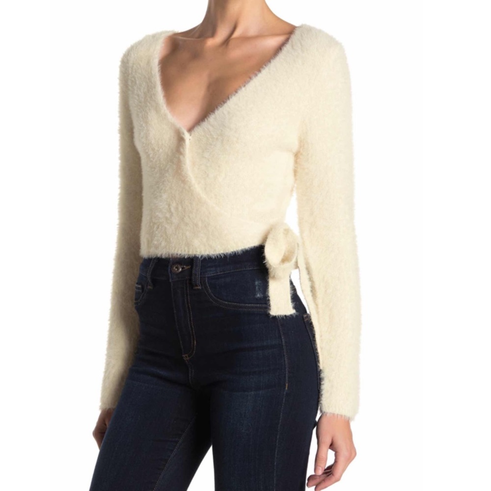 Wild Honey Fuzzy Wrap Sweater